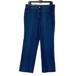 Sergio Valente Vintage 1970s Pinstripe Dark Wash Trouser Wide Leg Jeans Sz 32